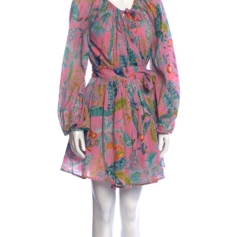 NWT Banjanan Bazaar mini pink tropical print dress size large - Picture 3 of 6